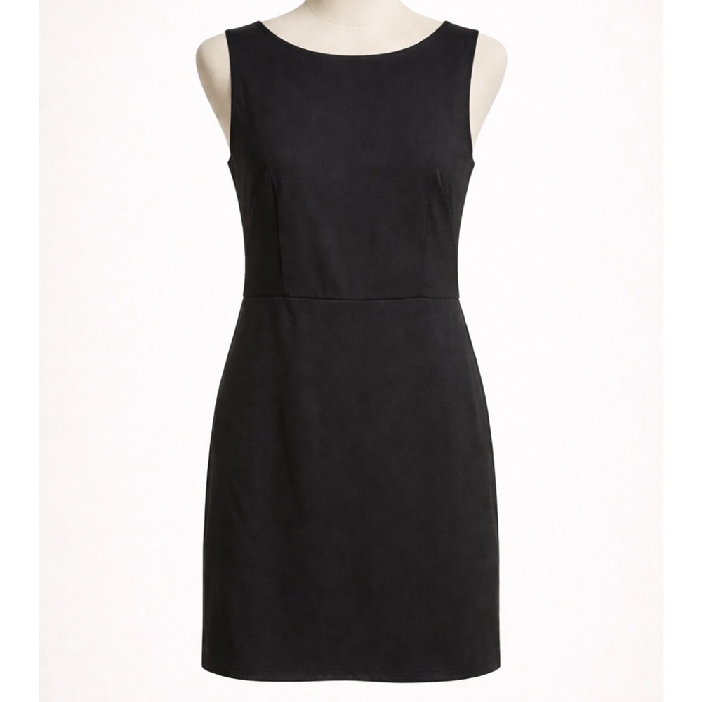 LOFT Chic Black Mini Dress in Stretch Ponte